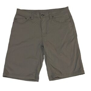 Prana Brion Shorts Men's 34x11 Olive Nylon Blend Outdoor Hiking Stretch Casual